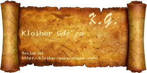 Kloiber Géza névjegykártya